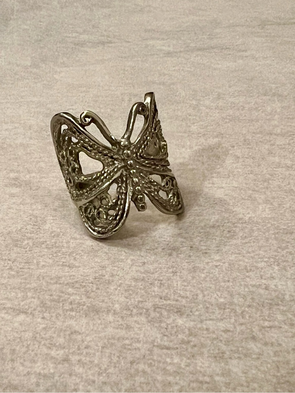 Vintage Silver Filigree Butterfly Statement Ring Y2K Fairycore Boho